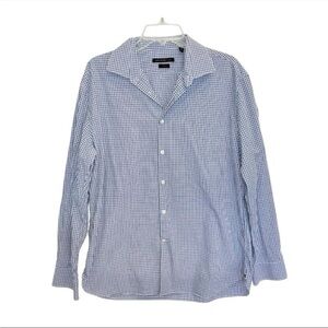 John Varvatos Star USA Slim Fit Men’s Shirt 17 34/35 Blue White Check Cotton